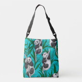 Panda cubs over turkooizen crossbody tas (Achterkant)