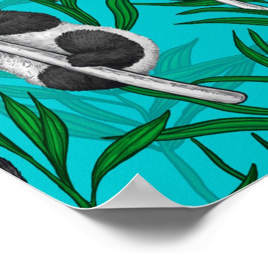 Panda cubs over turkooizen poster (Hoek)