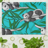 Panda cubs over turkooizen theedoek (Gevouwen)