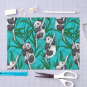 Panda cubs over turkooizen tissuepapier (Craft)