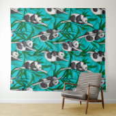 Panda cubs over turkooizen wandkleed (In Situ (horizontaal))