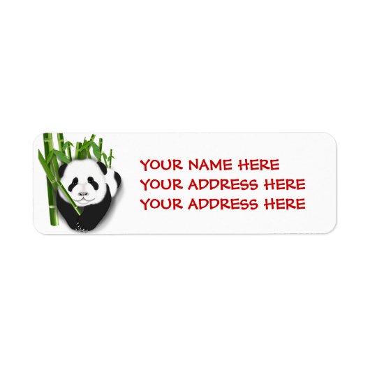 panda cubwithbamboo1, JOUW NAAM HEREYOUR ADRES... Etiket (Voorkant)