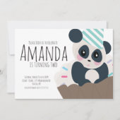 Panda Cupcake Sprinkles Verjaardag Uitnodiging Elk (Voorkant)