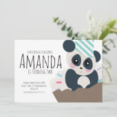 Panda Cupcake Sprinkles Verjaardag Uitnodiging Elk (Staand voorkant)