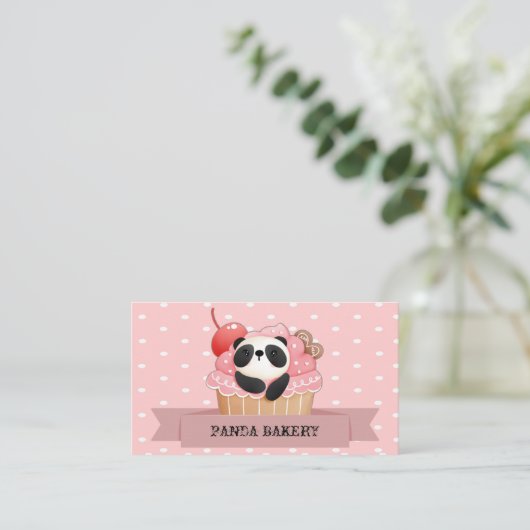 Panda Cupcake Visitekaartje (Staand voorkant)