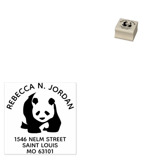 Panda Custom Retour Adres Rubber Stempel (Gestempeld)
