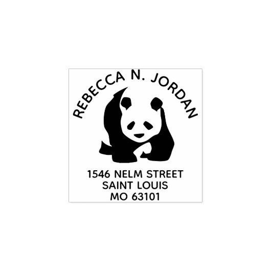 Panda Custom Retour Adres Rubber Stempel (Afrduk)