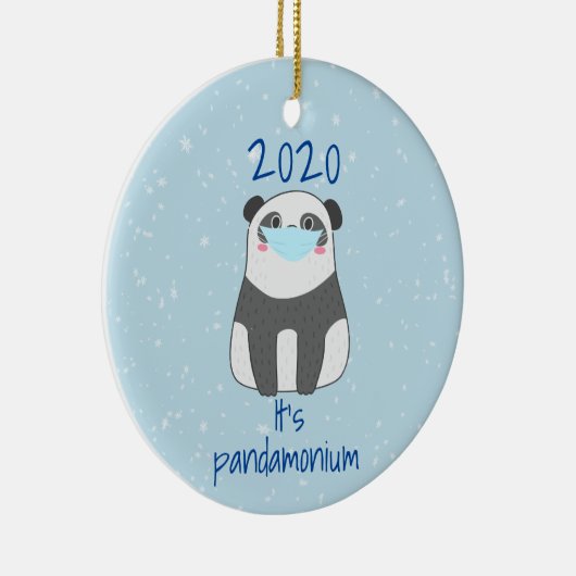 Panda Cute Kerstmis Masker 2020 Keramisch Ornament (Rechts)