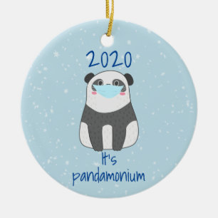 Panda Cute Kerstmis Masker 2020 Keramisch Ornament