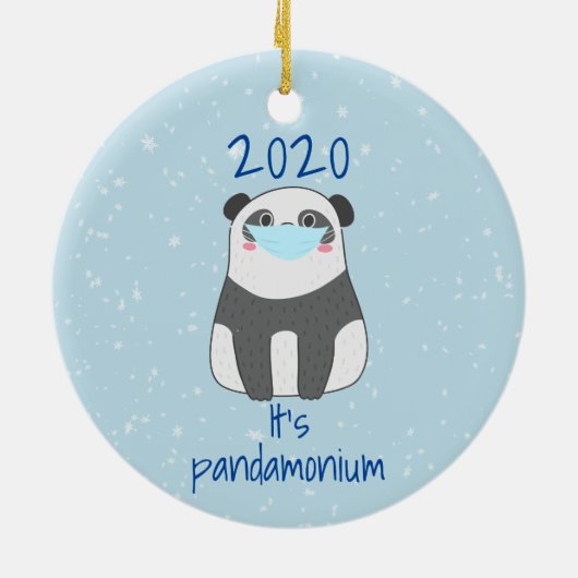Panda Cute Kerstmis Masker 2020 Keramisch Ornament (Achterkant)