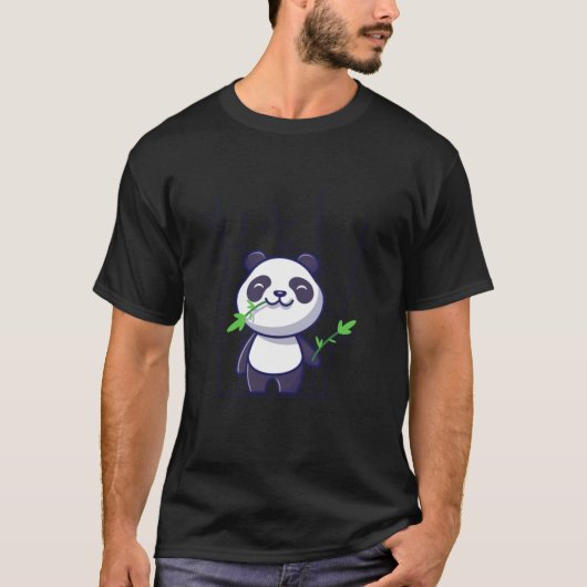 Panda Cute Panda Eat Bamboo Cartoon Vector Icon Il T-shirt (Voorkant)