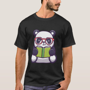 Panda Cute Panda Reading Book Cartoon T-shirt