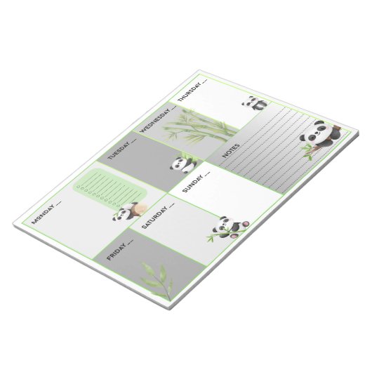Panda cutie A4 weekplanner Notitieblok (Schuin)