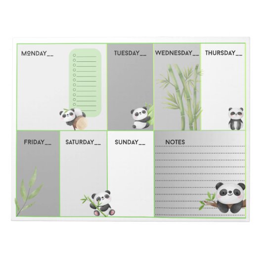 Panda cutie A4 weekplanner Notitieblok (Voorkant)
