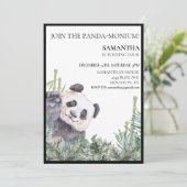Panda Cutie Birthday Party Bamboo Greenery Kaart (Staand voorkant)