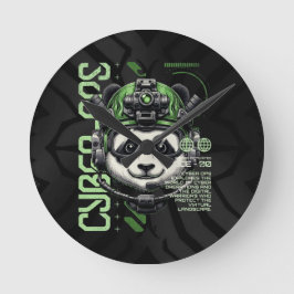 Panda Cyborg Ops – Futuristische Cybernetische Pan Ronde Klok