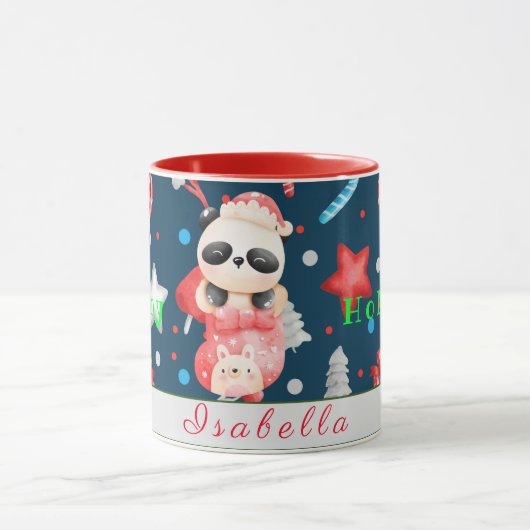 Panda de Feestdagen passen Tekst en Naam aan Mok (Midden)