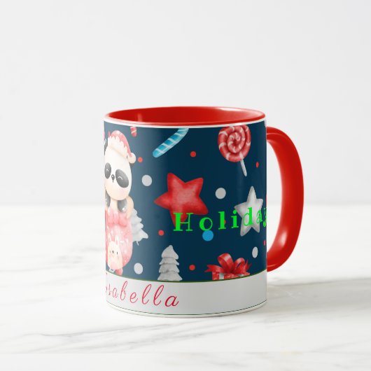 Panda de Feestdagen passen Tekst en Naam aan Mok (Voorkant rechts)