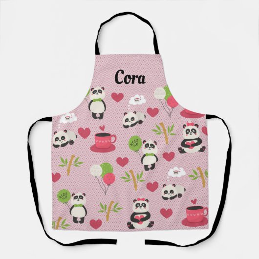Panda Design Apron met hart Schort (Voorkant)