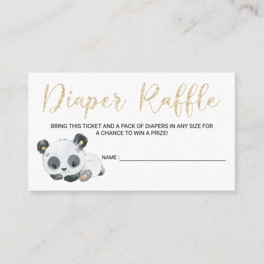 Panda Diaper Raffle Kaart Tickets voor Baby shower (Voorkant)