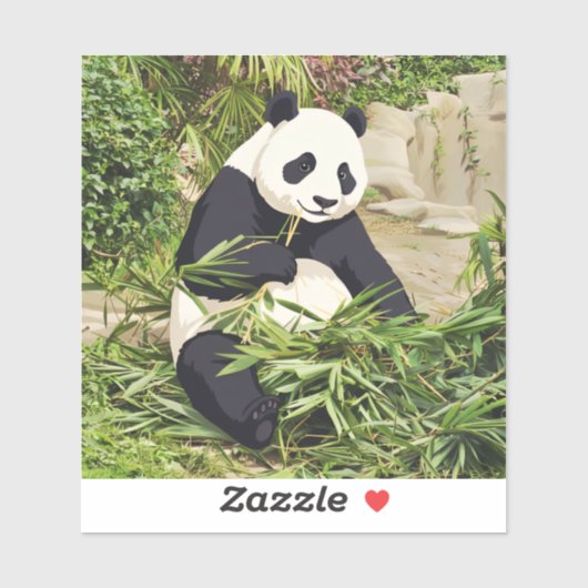 Panda die bamboe eet sticker (Vel)