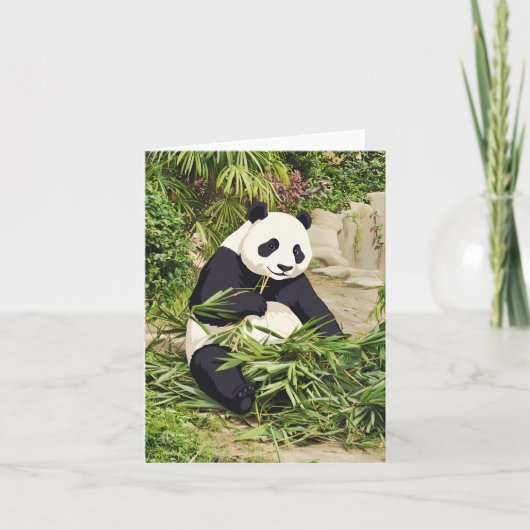 Panda die bamboe eet wenskaart kaart (Voorkant)