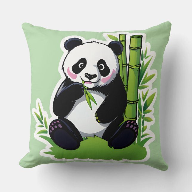 Panda die bamboebladeren eet kussen (Voorkant)