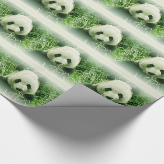 Panda die bladeren eet Kerstcadeaupapier Cadeaupapier (Hoek)