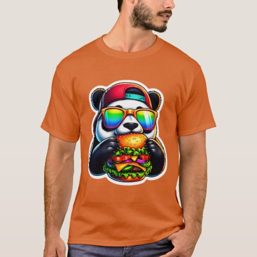 PANDA DIE CHEESEBURGER EET 5 T-SHIRT (Voorkant)