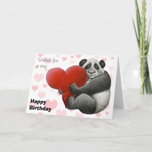 Panda die een Hart Knuffelt Kaart (Voorkant)