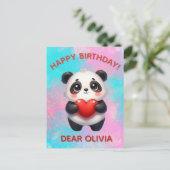 Panda die een hart vasthoudt briefkaart (Staand voorkant)