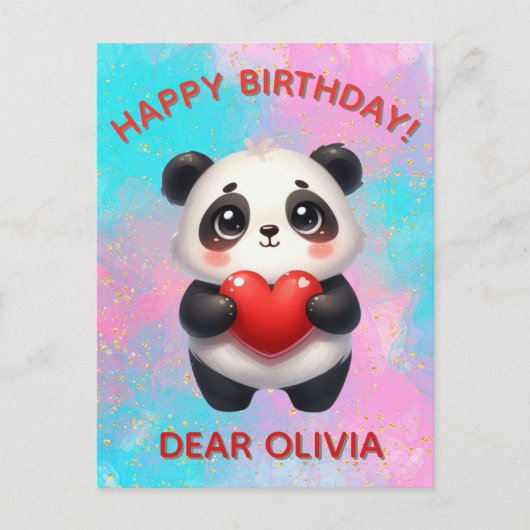 Panda die een hart vasthoudt briefkaart (Voorkant)
