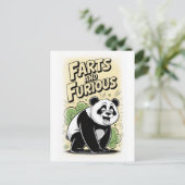 Panda die een scheet laat op een witte ondergrond feestdagenkaart (Staand voorkant)