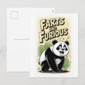Panda die een scheet laat op een witte ondergrond feestdagenkaart (Voorkant / Achterkant)