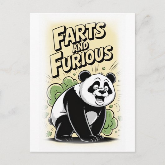 Panda die een scheet laat op een witte ondergrond feestdagenkaart (Voorkant)