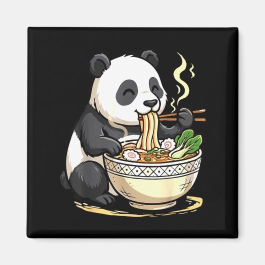 Panda die grappige Ramen-noedels eet Magneet (Voorkant)