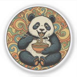 Panda die Noedels Eet - Groovy Aziatische Eetkunst Sticker