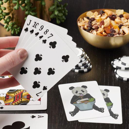 Panda die ramen noedels eet pokerkaarten (Insitu)