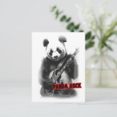 Panda die Rock speelt op een Feestdagenkaart (Staand voorkant)