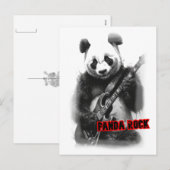 Panda die Rock speelt op een Feestdagenkaart (Voorkant / Achterkant)