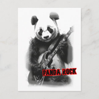Panda die Rock speelt op een Feestdagenkaart