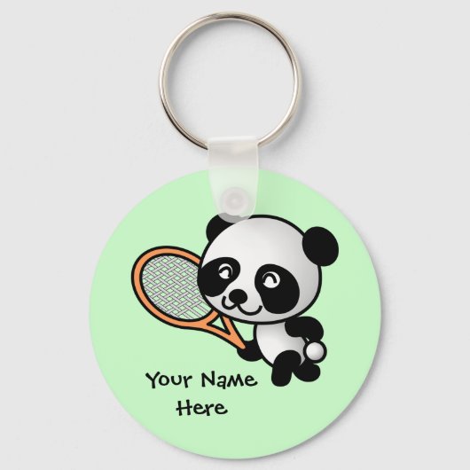 Panda die Tennis speelt Aanpasbare Sleutelhanger (Voorkant)