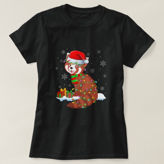 Panda Dierenvriend Xmas Santa Hat Red Panda Christ T-shirt (Design voorkant)