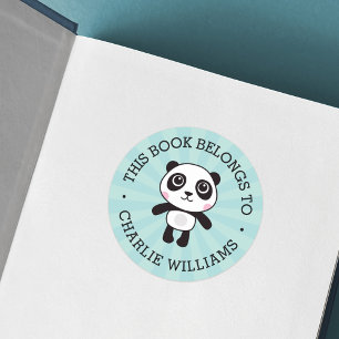 Panda dit boek behoort tot de kinder schoolnaam bl ronde sticker