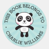 Panda dit boek behoort tot de kinder schoolnaam bl ronde sticker (Voorkant)