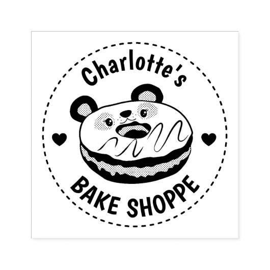 Panda Donut Bake Shop Logo Rubberstempel (Afrduk)
