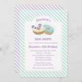 Panda Donut Paarse en Groene Bakkerij Verjaardag Kaart (Voorkant / Achterkant)