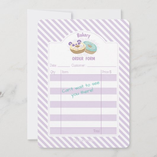 Panda Donut Paarse en Groene Bakkerij Verjaardag Kaart (Achterkant)