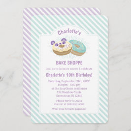 Panda Donut Paarse en Groene Bakkerij Verjaardag Kaart