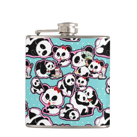 Panda Doodles Kawaii Heupfles (Voorkant)